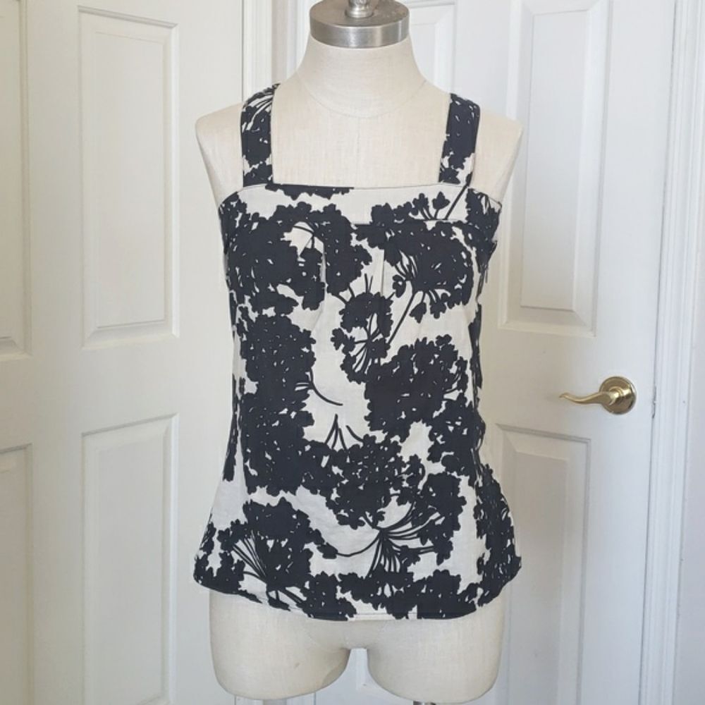 Anthropologie ELWOOD Black Off‑White Floral Cotton Camisole Top Sleeveless XS - Picture 3 of 16